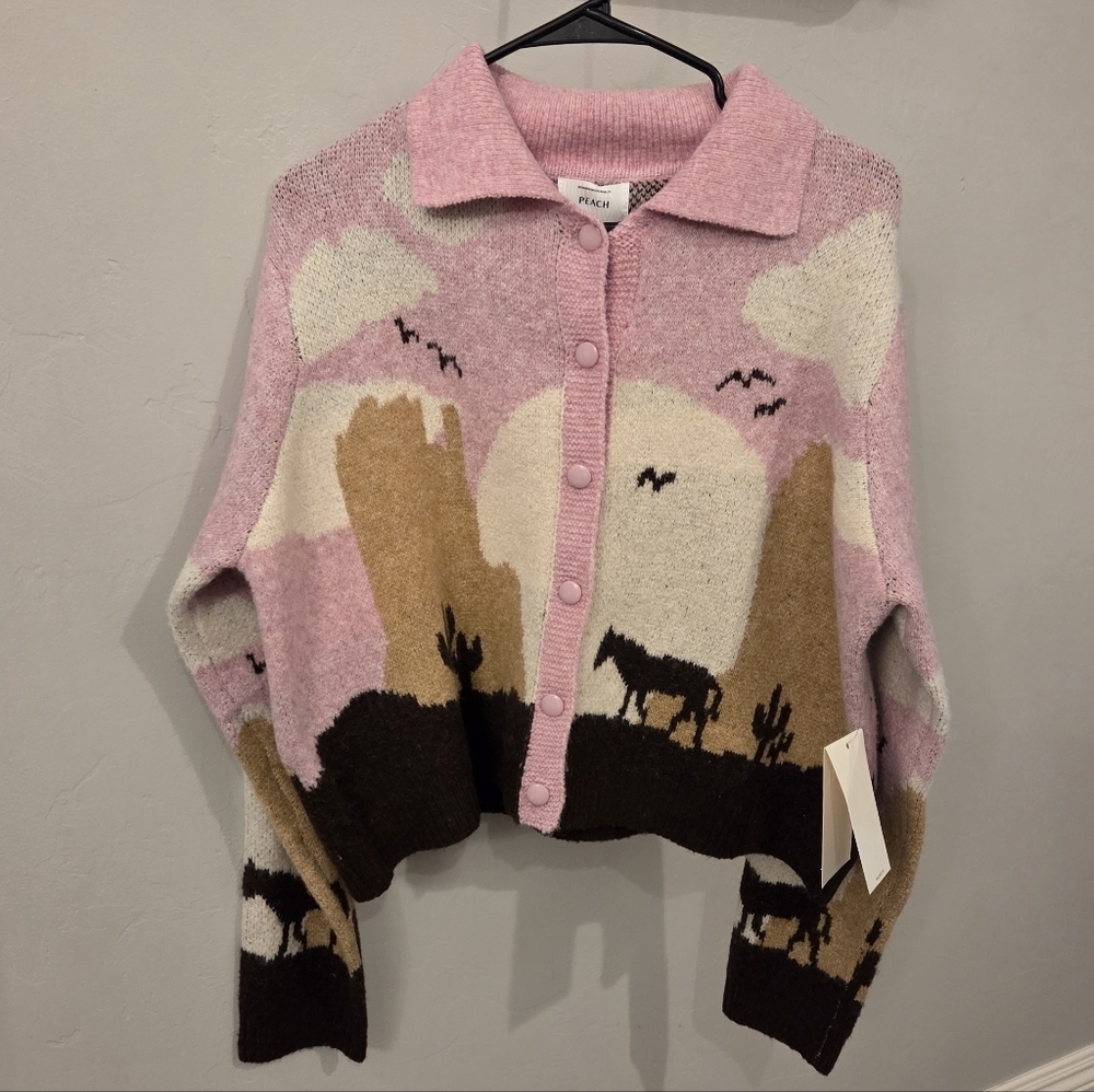 NWT Viral Desert Sunset Cardigan Pink - Picture 5 of 8